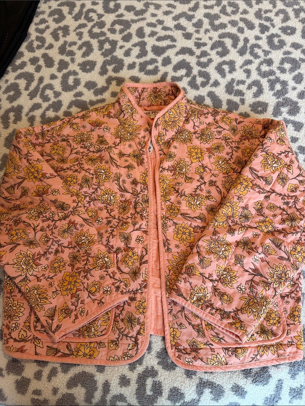 Free People Pink Floral Quilted Puffer Jacket